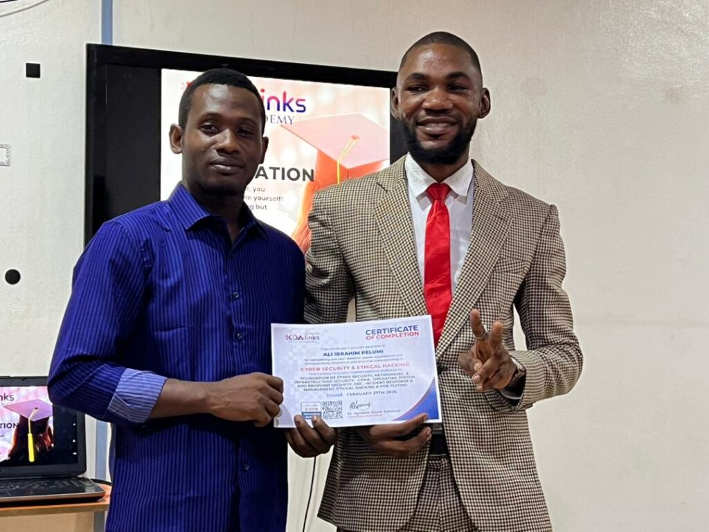 kdalinks Tech Academy Cyber Security Course in Ibadan Student Graduation 2